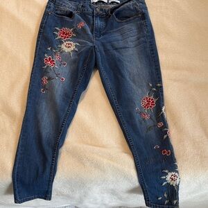 Floral Embroidered Skinny Jeans